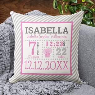 Baby Girl Birth Ankündigung Kissen