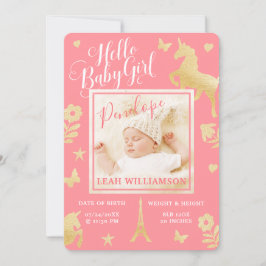 Baby Girl Birth Ankündigung | Magisches Einhorn
