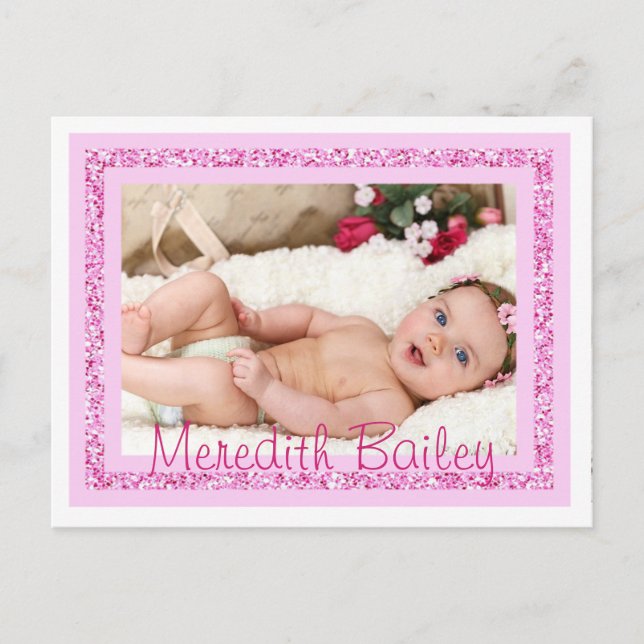 Baby Girl Birth Ankündigung Postcard (Vorderseite)