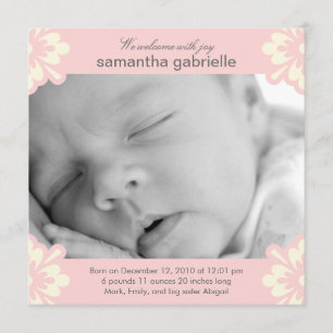 Baby Girl Birth Announcement - Blumenecken Ankündigung