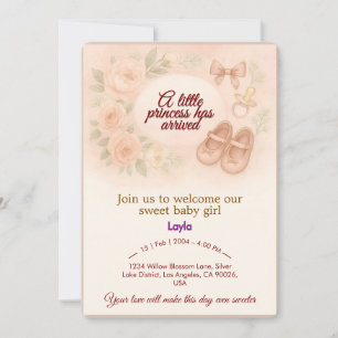 Baby Girl Birth Announcement Card Einladung