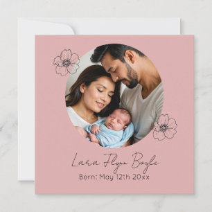 "Baby Girl Birth Announcement Card Pink Heart" Einladung