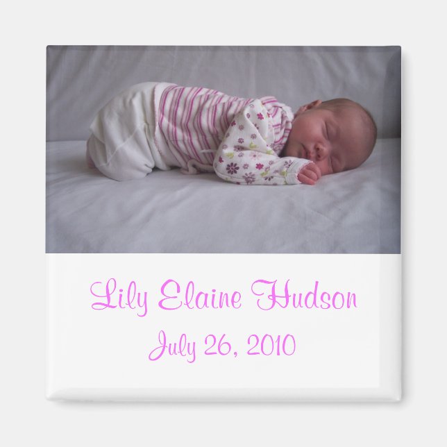 Baby Girl Birth Announcement Magnete Magnet (Vorne)