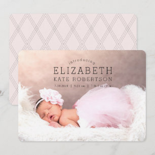 Baby Girl Birth Announcement Pink Foto Card Einladung
