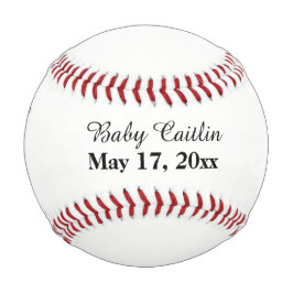 Baby Girl Birth Stats Keepake Baseball