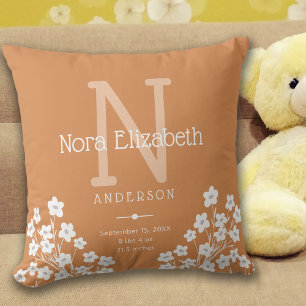Baby Girl Birth Stats Monogram Kinderzimmer Kissen