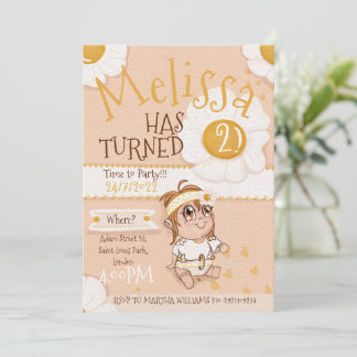 Baby Girl Birthday Einladung