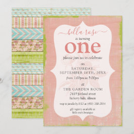 Baby Girl Birthday Shabby Rose Hütte Custom Age Einladung
