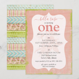 Baby Girl Birthday Shabby Rose Hütte Custom Age Einladung