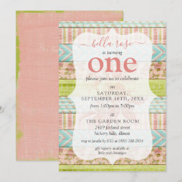 Baby Girl Birthday Shabby Rose Hütte Custom Age Einladung