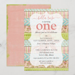 Baby Girl Birthday Shabby Rose Hütte Custom Age Einladung