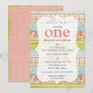 Baby Girl Birthday Shabby Rose Hütte Custom Age Einladung