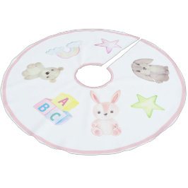 Baby Girl Blocks Bear Kaninchen Weihnachten Polyester Weihnachtsbaumdecke
