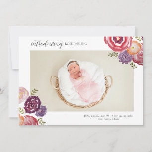 Baby Girl Blume Geburtsankündigung Postkarte