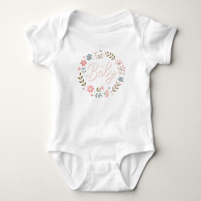 Baby Girl - Blumendesign "Baby" Baby Strampler (Vorderseite)