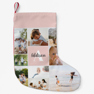 Baby Girl Blush Pink Modern Foto Collage Kleiner Weihnachtsstrumpf