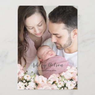 Baby Girl Blush & White Newborn Ankündigung zur Ge