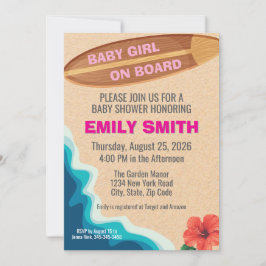 Baby Girl Board Surfboard Baby Shower Invitation Einladung