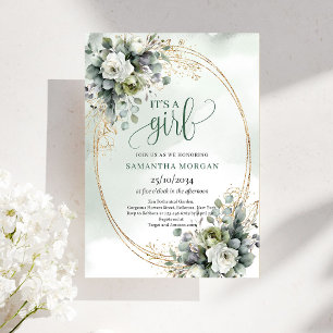 Baby Girl Bohemian Gold Es ist ein Mädchen Einladu Einladung