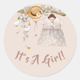 Baby Girl Boho Rustikales Landwald Runder Aufkleber