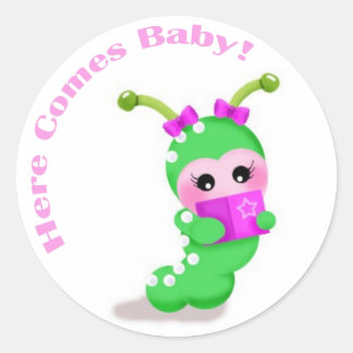 Baby Girl Bookworm Runder Aufkleber