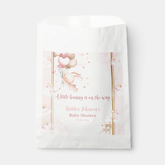 Baby Girl Bunny Baby Dusche Geschenktütchen (Vorderseite)