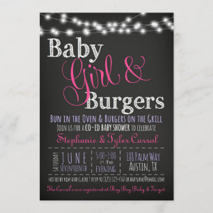 Baby Girl Burgers GRILLEN Shower Einladung Book Ca