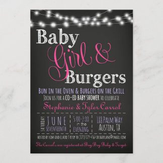 Baby Girl Burgers GRILLEN Shower Einladung Book Ca