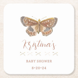 Baby Girl Butterfly Kisses Baby Shower Rechteckiger Pappuntersetzer