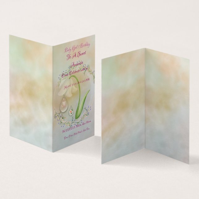 Baby Girl Carte Plat d'anniversaire 1sr (Inside and Outside)