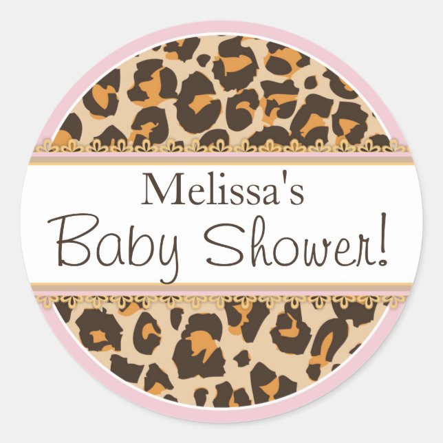 Baby Girl Cheetah Imprimer Baby shower Étiquette (Devant)