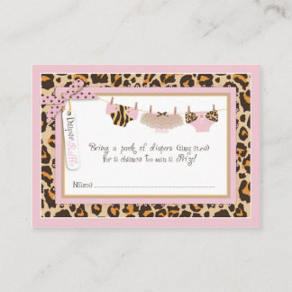 Baby Girl Cheetah Print Tutu Diaper Raffle Ticket Begleitkarte