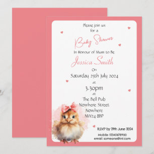 Baby Girl Chick Baby Shower Einladung
