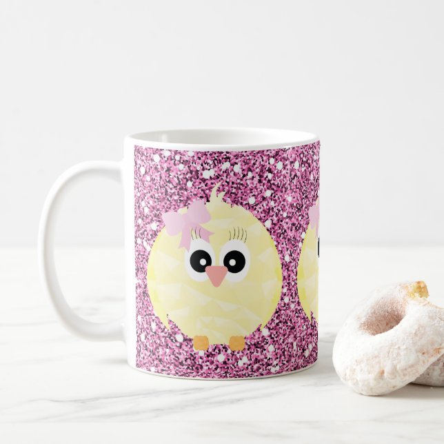 Baby Girl Chicks Pink Imitate Glitzer Kaffeetasse (Mit Donut)