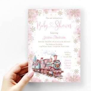 Baby Girl Christmas Train Holiday Baby Shower Einladung