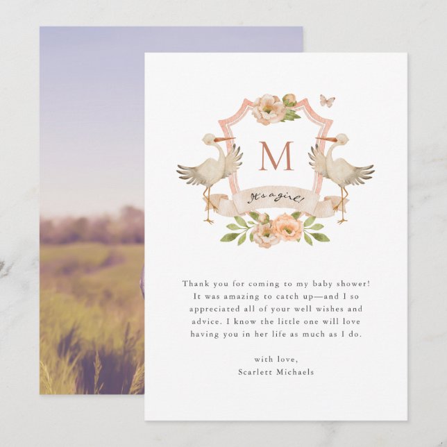 Baby Girl Danke-Card Dankeskarte (Vorne/Hinten)