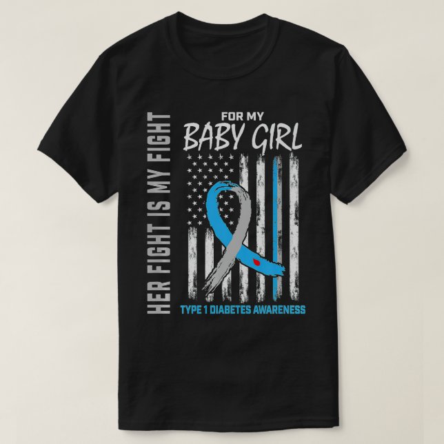 Baby Girl Daughter Typ 1 Diabetes-Warnhinweis  T-Shirt (Design vorne)