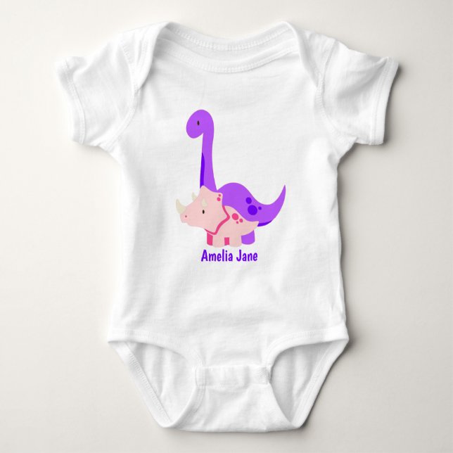 Baby Girl Dinosaur Lila Baby Strampler (Vorderseite)