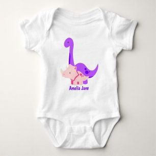 Baby Girl Dinosaur Lila Strampler