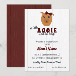 Baby Girl Dog Maroon Babydusche Einladung