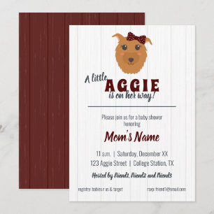 Baby Girl Dog Maroon Babydusche Einladung