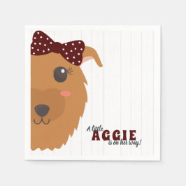 Baby Girl Dog Maroon Babydusche Napkins Serviette