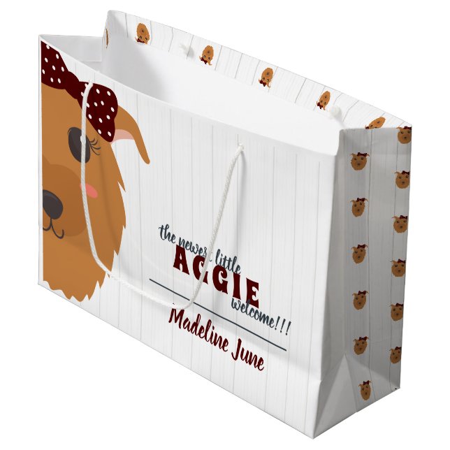 Baby Girl Dog Maroon Große Geschenktüte (Vorderseite Schrägansicht)