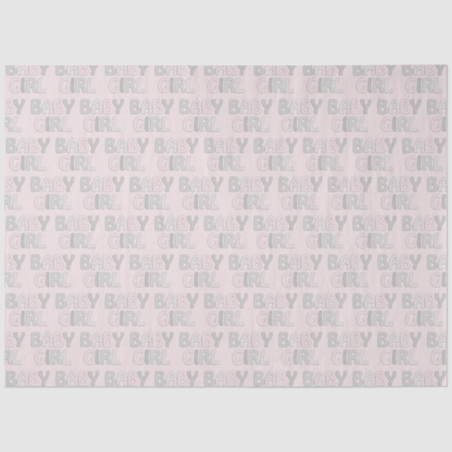 Baby Girl Dotty Letters Pastel Pink Gray Seidenpapier (Vorderseite)