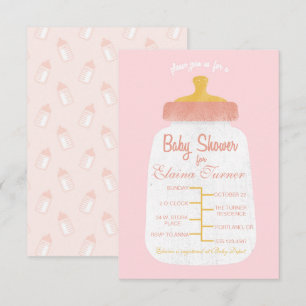 Baby Girl Douche bébé bouteille Invitation