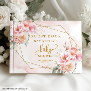 Baby girl douche bleu rose floral or livre d'or