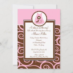 Baby Girl Dress Swirl Babydusche Einladung