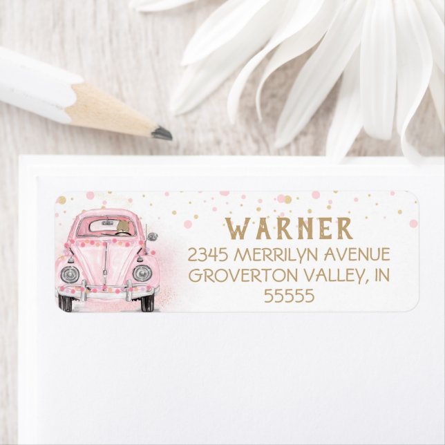 Baby Girl Drive by Baby Dusche Pink Gold Car (Insitu)