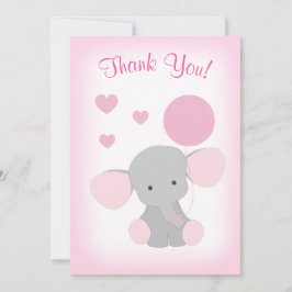 Baby Girl Dusche Danke Karte Elephant Pink Gray