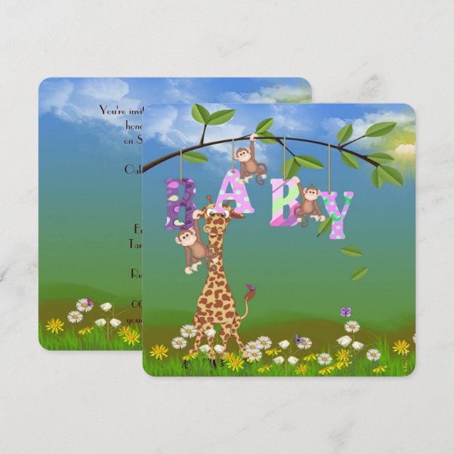 Baby Girl Dusche einladen Einladung (Vorne/Hinten)